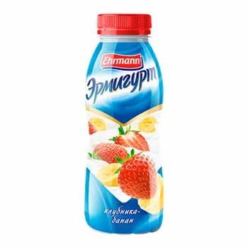 Питьевой йогурт Ehrmann Эрмигурт клубника-банан 1,2%, 420гр