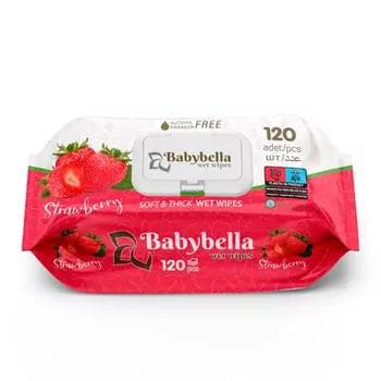 Влажные салфетки "Babybella" клубника, 120 шт