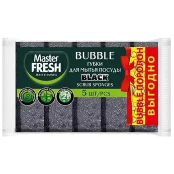 Gap-gaç ýuwmak üçin gubka Master Fresh "Bubble Black", 5 sany