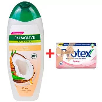Шампунь "Palmolive Натурэль" объем, с кокосам, 450 мл + мыло Protex, 90 гр
