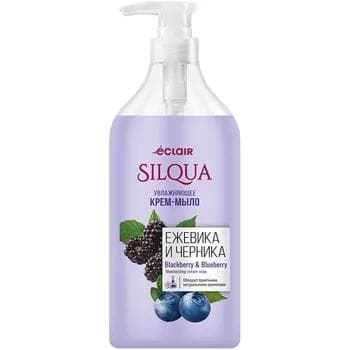 Nemlendiriji suwuk sabyn-krem Eclair "Silqua" böwürslen we çernika ekstrakly, 830 ml