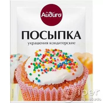 Konditer önümleriniň bezegi üçin sepmeler "Айдиго" 10 gr