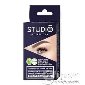 Hna ekstrakty bilen krem ​​gaş boýagy STUDIO "Organic Castrol Oil" 2x5 ml