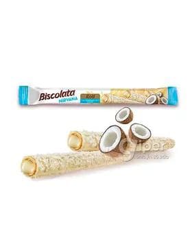Ak şokolad örtükli wafli Biscolata "Nirvana" roll kokos sepilen, 28 gr
