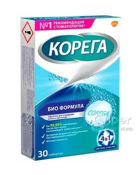 Protez dişleri arassalaýan tabletka Корега "Bio Formula" 30 sany