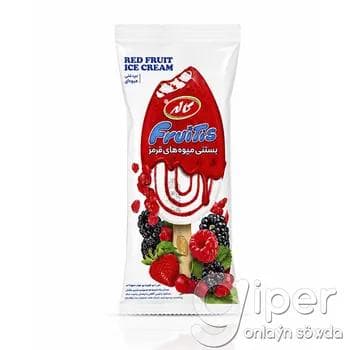 Gyzyl miwe şiresi bilen örtülen wanil doňdurma Kalleh "Red Fruit" 90 gr