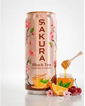 Sowuk gara çaý "Sakura" ary bal ,imbir we limon  tagamly, 450 ml