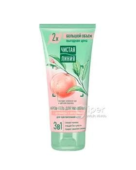 Ýüz üçin umywalka "Чистая линия" 3in1 gök çaý we şetdaly ekstraktly, 200 ml