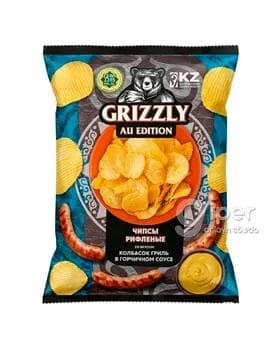 Ýeralmadan çipsy "GRIZZLY" şöhlat we gril tagamly, 55 gr