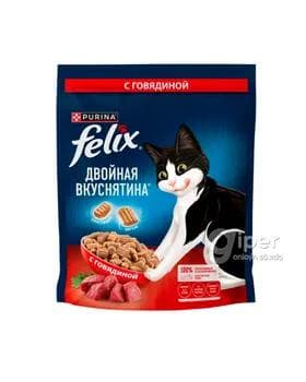 Uly pişikler üçin goşa iýmit "Felix" etli 600 gr