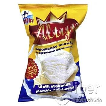 Doňdurma plombir wanil tagamly, waflide Erteki "Altyn" 55 gr