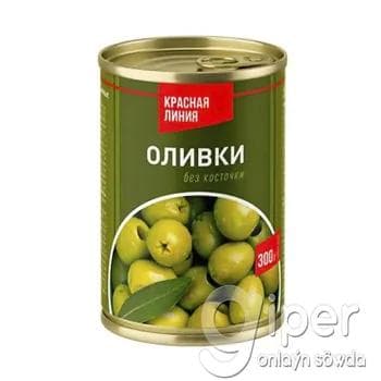 Dänesiz ýaşyl zeýtun "Красная Линия" 300 g