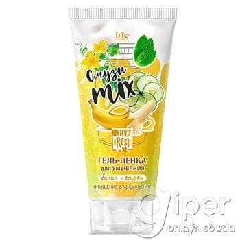Ýüz ýuwmak üçin gel-köpük Iris Cosmetic "Смузи MIX" Banan+Hyýar 170 gr