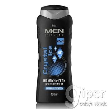 Erkekler üçin saç we beden şampun-geli 2-si 1-de Iris Cosmetic MEN "Crystal Ice" 400 ml
