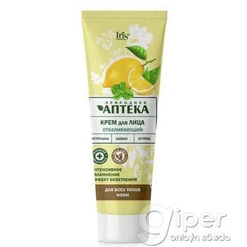 Agardyjy ýüz kremi petruşka, limon we hyýarly Iris Cosmetic Природная Аптека "Отбеливающий" 100 ml