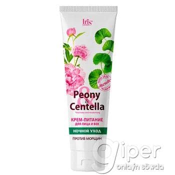 Gijeçi iýmitlendiriji ýüz we göz gabaklary kremi ýygyrt garşy Iris Cosmetic "Peony & Centella" 100 ml