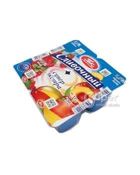 Ýogurt Tek Сливочный malina we şetdaly, mango, 7,5%, 100 gr