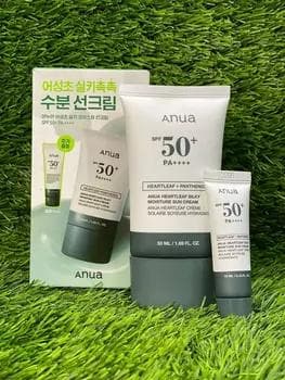 Сияющий крем для лица мини набор Anua Heartleaf Silky Moisture Sun Cream SPF50+ PA++++ 5