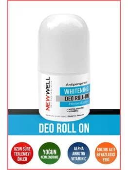Newwell Unisex Roll-On Antiperspirant Whitening - 50 мл, длительный эффект, обогащен альфа-арбутином и витамином С