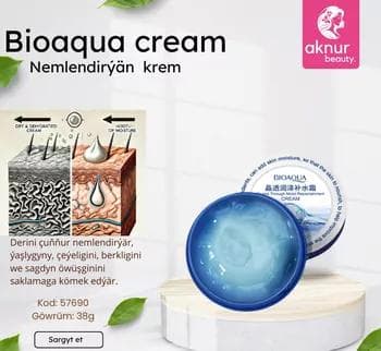 BIOAQUA krem derini çuňňur nemlendirýär we ýaşlygyny, berkdigini we sagdyn sagdyn öwüşginini saklamaga kömek edýär 38 gr