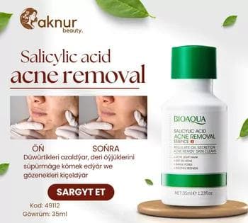 Bioaqua ýüz üçin syworotka düwürtiklerie garşy syworotka  Salicylic Acid Acne Removal Essence 35 ml