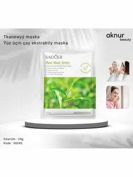 Gök çaý ekstrakty bilen ýüz maskasy Sadoer, 25 gr