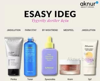 Ýygyrtly ýüzler üçin ýygyrdy aýyrmak üçin gündelik uhod (penka,toner,syworotka,krem,spf krem) (ORIGINAL)
