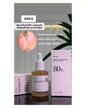 Anua Heartleaf 80 % Razdrazeniyany aýyrýar düwürtükleri guradýar we gyzaryklygy azaldýar 30 ml (ORIGINAL)