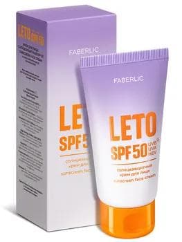 Ýüz üçin krem günden goraýyjy SPF 50 «LETO» FABERLIC 12081, 50 ml
