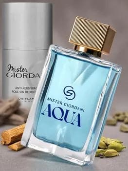 Parfýumeriýa suwy ORIFLAME «MISTER GIORDANI AQUA» alana + SOWGAT ORIFLAME Dezodorant - antiperspirant «MISTER GIORDANI»