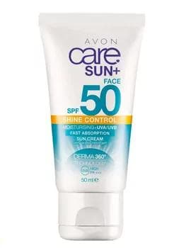 Nemlendiriji günden goraýjy krem AVON Care ýüz üçin Sun + Shine Control SPF 50, 50 ml
