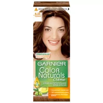 GARNIER Color Naturals saç üçin durnukly iýmitlendiriji krem-kraska, 6.34 Karamel