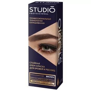 Gaş we kirpikler üçin boýag Studio Professional goňur, 50 ml