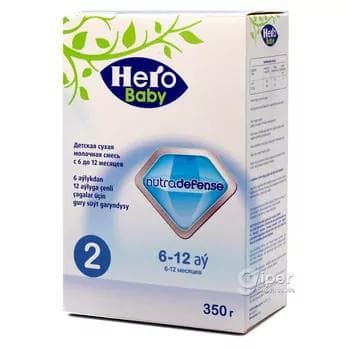 Çagalar üçin gury süýt garyndysy "Hero Baby 2" 6-12 aý, 350 gr