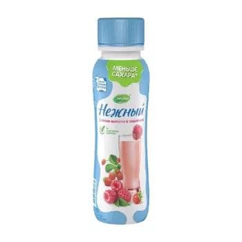 Içilýän ýogurt "Нежный" malina we ýertudana şiresi bilen 0,1%, 285 gr