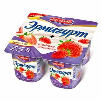 Ýogurt  Ehrmann "Эрмигурт" gaýmakly, ýertudana-zemlýanikaly 7,5%, 100 gr