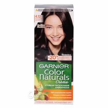 GARNIER Color Naturals saç üçin durnukly iýmitlendiriji krem-kraska, 4.12 Sowuk goňur