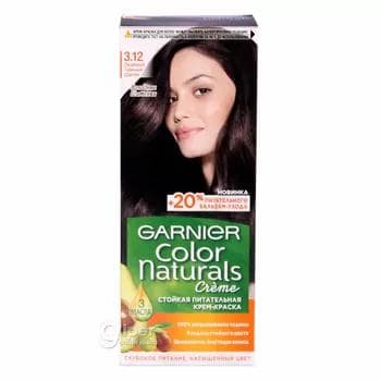 GARNIER Color Naturals saç üçin durnukly iýmitlendiriji krem-kraska, 3.12 Buzly goňur saç