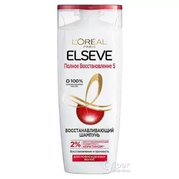 Şampun Elseve "Doly dikeltme 5" zeper ýeten saçlar üçin, 400 ml