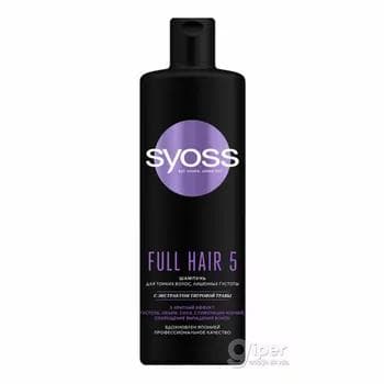 Şampun SYOSS Full Hair 5 galyňlygyny ýitiren inçe saçlar üçin, 440 ml