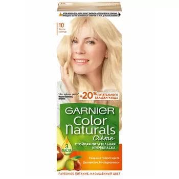 GARNIER Color Naturals saç üçin durnukly iýmitlendiriji krem-kraska, 10 Ak gün