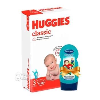 Podguznik Huggies Classic Midi №3, 4-9 kg, 58 sany