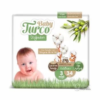 Çagalar üçin arlyk "Baby Turco" From Nature №3 midi, 5-9 kg, 34 sany
