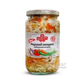 "Bakjam" маринад овощной слабокислый ассорти, 720 г