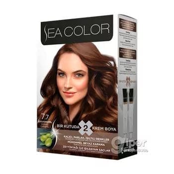 Saç üçin boýag krem "Sea Color" 7.7 goýy-karamel