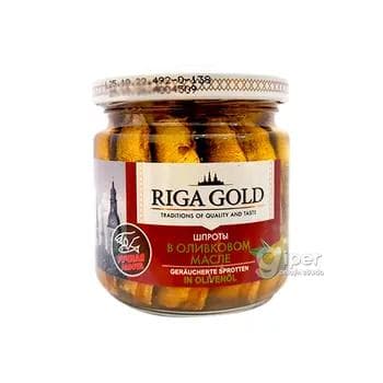 Şprotlar "Riga Gold" zeýtun ýagynda, 160 gr