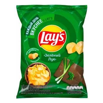 Ýeralmadan çipsi Lay's "Зеленый лук" (Russiya), 140 gr