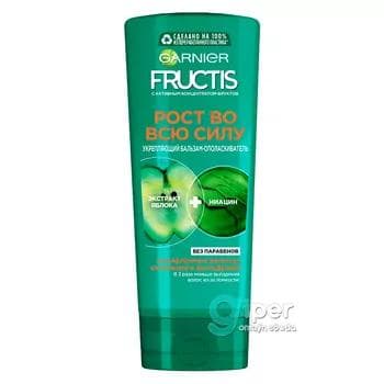 GARNIER Fructis Укрепляющий бальзам-ополаскиватель "Рост во всю силу" Укрепляющий для ослабленных волос, склонных к выпадению, 387 мл