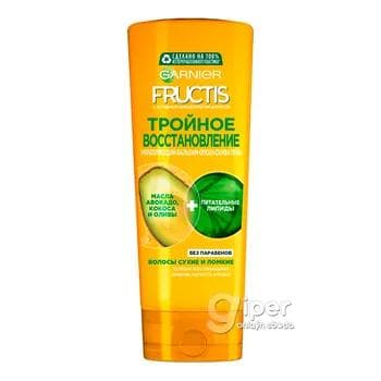 Укрепляющий бальзам-ополаскиватель Garnier "Тройное восстановление" для сухих и ломких волос, 387 мл