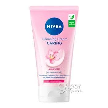 Ýuwunmak üçin krem-gel Nivea "Caring" gury we duýgur deriler üçin 150 ml